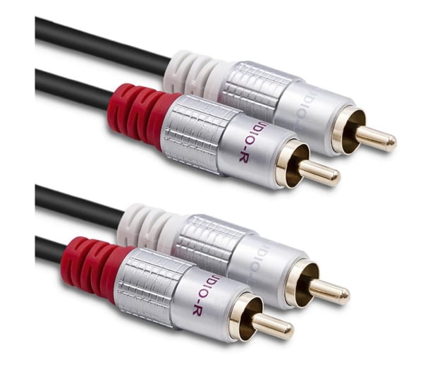 Qoltec Kabel 2x RCA męski / 2x RCA męski | 0.5m | Czarny - 1210788 - zdjęcie